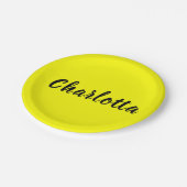 Black Personalize Name | Neon gele kleur Papieren Bordje (Gekanteld)