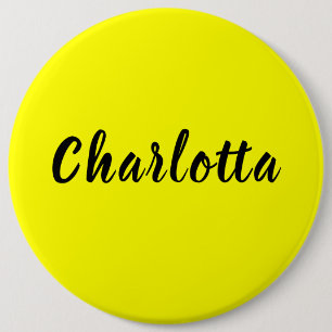 Black Personalize Name Neon gele kleur Ronde Button 6,0 Cm