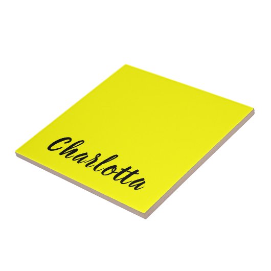 Black Personalize Name | Neon gele kleur Tegeltje (Zijkant)