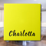 Black Personalize Name | Neon gele kleur Tegeltje<br><div class="desc">Zwart Personaliseer Calligrafie Naam | Neon gele kleur.</div>