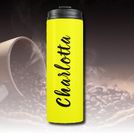 Black Personalize Name | Neon gele kleur Thermosbeker