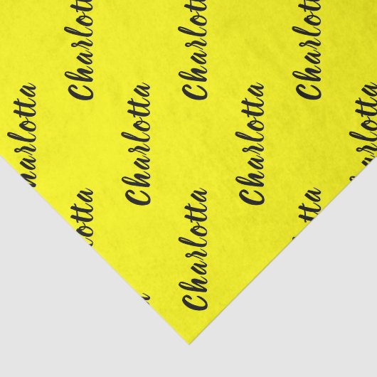 Black Personalize Name | Neon gele kleur Tissuepapier (Detail)