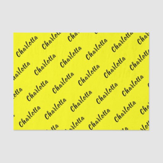 Black Personalize Name | Neon gele kleur Tissuepapier (Voorkant)