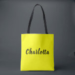 Black Personalize Name | Neon gele kleur Tote Bag<br><div class="desc">Zwart Personaliseer Calligrafie Naam | Neon gele kleur.</div>