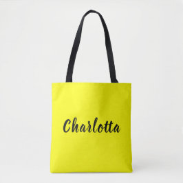 Black Personalize Name | Neon gele kleur Tote Bag