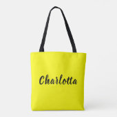 Black Personalize Name | Neon gele kleur Tote Bag (Achterkant)