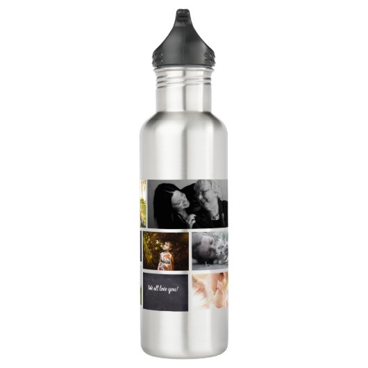 Black Personalized Modern Photo Collage Auntie Waterfles (Rechts)
