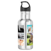 Black Personalized Modern Photo Collage Auntie Waterfles (Achterkant)