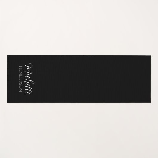 Black Personalized Monogram Custom Name Yogamat (Voorkant (horizontaal))