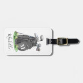 Black Personalized Monogram Golf Bag Bagagelabel (Voorkant horizontaal)