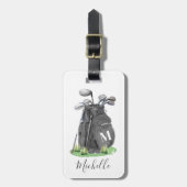Black Personalized Monogram Golf Bag Bagagelabel (Voorkant verticaal)