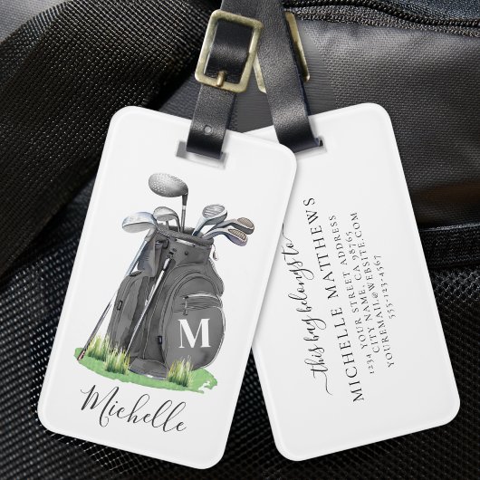 Black Personalized Monogram Golf Bag Bagagelabel