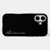 Black Personalized Name Pink Text Case-Mate iPhone Case (Achterkant (horizontaal))