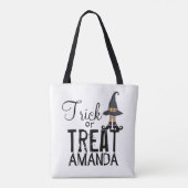 Black Personalized Typography Whimsy Witch Tote Bag (Achterkant)