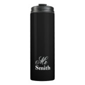 Black Personlized Text Mr Smith Name White Thermosbeker (Voorkant)