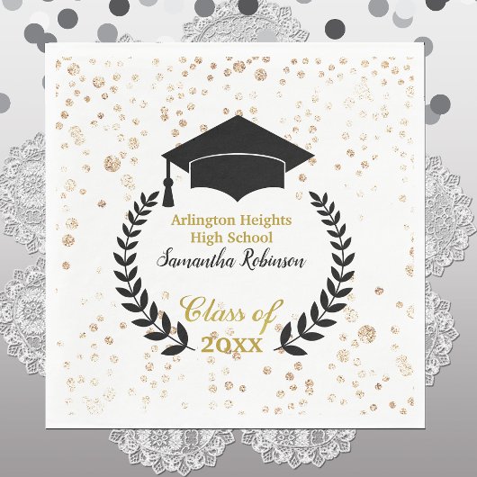 Black Pet and Laurel Graduation Party Napkins Servet