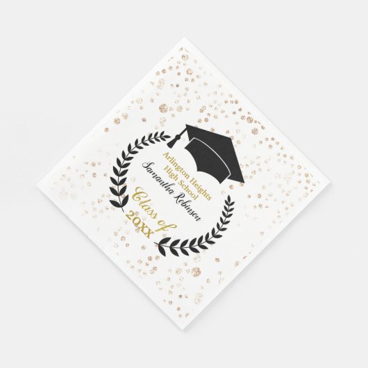 Black Pet and Laurel Graduation Party Napkins Servet (Hoek)