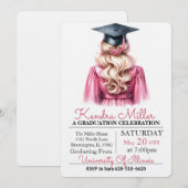 Black Pet & Gown Waterverf Afstuderen Uitnodiging (Voorkant / Achterkant)