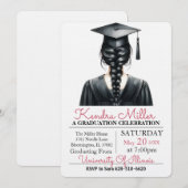 Black Pet & Gown Waterverf Afstuderen Uitnodiging (Voorkant / Achterkant)