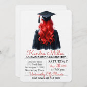 Black Pet & Gown Waterverf Afstuderen Uitnodiging (Voorkant / Achterkant)