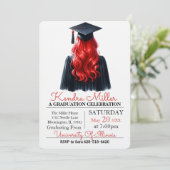 Black Pet & Gown Waterverf Afstuderen Uitnodiging (Staand voorkant)