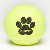 Black Pet Paw Print Persoonlijke naam Speelgoed Tennisballen (Voorkant)