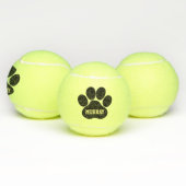 Black Pet Paw Print Persoonlijke naam Speelgoed Tennisballen (Multi)