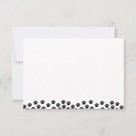 Black Pet Paw Prints Custom Monogram Cute  Notitiekaartje (Achterkant)