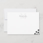 Black Pet Paw Prints Custom Monogram Notitiekaartje (Voorkant)