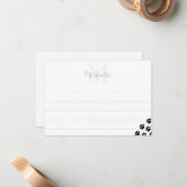Black Pet Paw Prints Monogram With Lines  Notitiekaartje (Voorkant / Achterkant in situ)