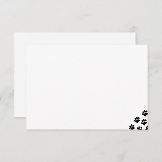 Black Pet Paw Prints  Notitiekaartje (Voorkant / Achterkant)