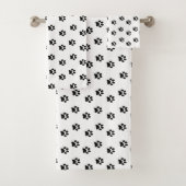 Black Pet Paws Pattern on White Bad Handdoek (Insitu)