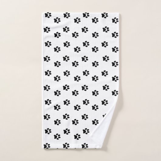 Black Pet Paws Pattern on White Bad Handdoek (Handdoek)