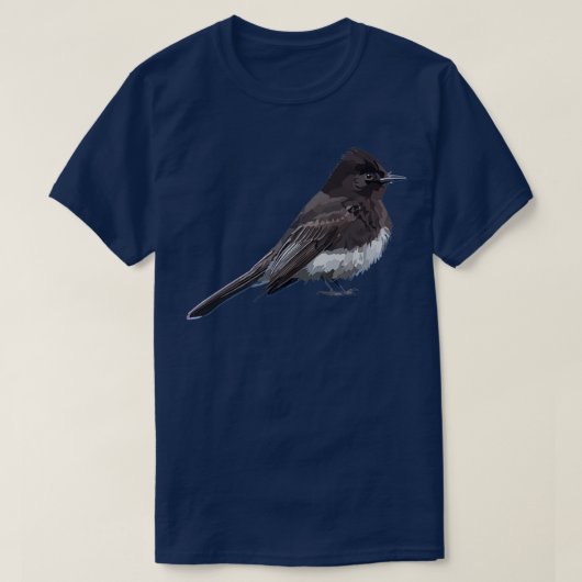 Black Phoebe Bird Flycatcher Songbird Illustration T-shirt (Design voorkant)
