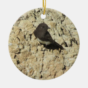 Black Phoebe Keramisch Ornament