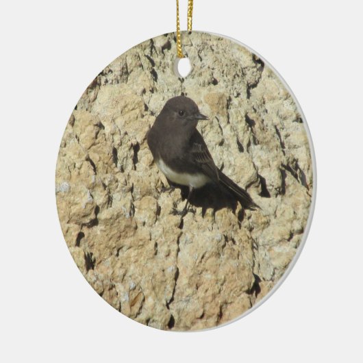 Black Phoebe Keramisch Ornament (Links)