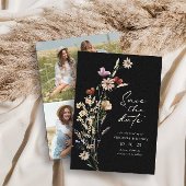 Black Photo Boho Save the Date Flat Kaart