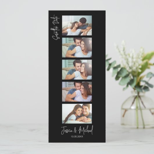Black Photo Booth Bookmark w QR code Wedding (Staand voorkant)