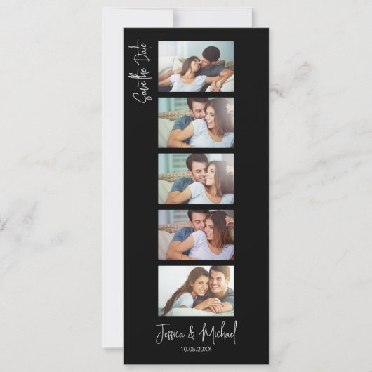 Black Photo Booth Bookmark w QR code Wedding (Voorkant)