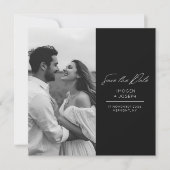 Black | Photo Chic Flat Wedding Save The Date Card (Voorkant)