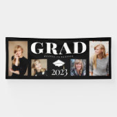 Black Photo Collage Afstuderen Klasse 2023 Spandoek (Horizontaal)
