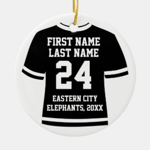 Black Photo Football Soccer Hockey Sports Jersey Keramisch Ornament