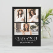 Black Photo Graduation Party Invitation Kaart (Staand voorkant)