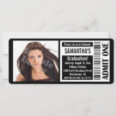 Black Photo Graduation Party Ticket-uitnodigingen Kaart (Voorkant)