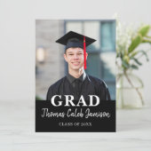 Black Photo Graduation Party Uitnodiging (Staand voorkant)