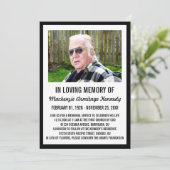 Black Photo Memorial Service of Funeral Invite Kaart (Staand voorkant)