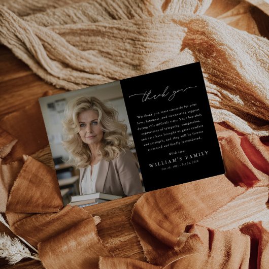 Black Photo Message Funeral Bedankkaart