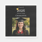 Black photo modern Graduation Party luncheon Servet (Voorkant)