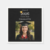 Black photo modern Graduation Party Servet (Voorkant)