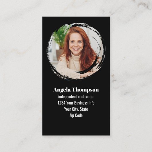 Black Photo QR Code Connect with Me Business Visitekaartje (Voorkant)